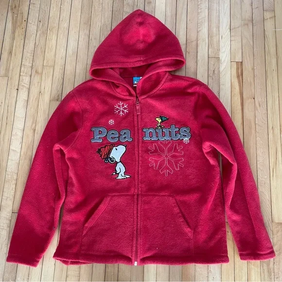 Fleece Red Peanuts Snoopy zip up hoodie - Picture 3 of 8